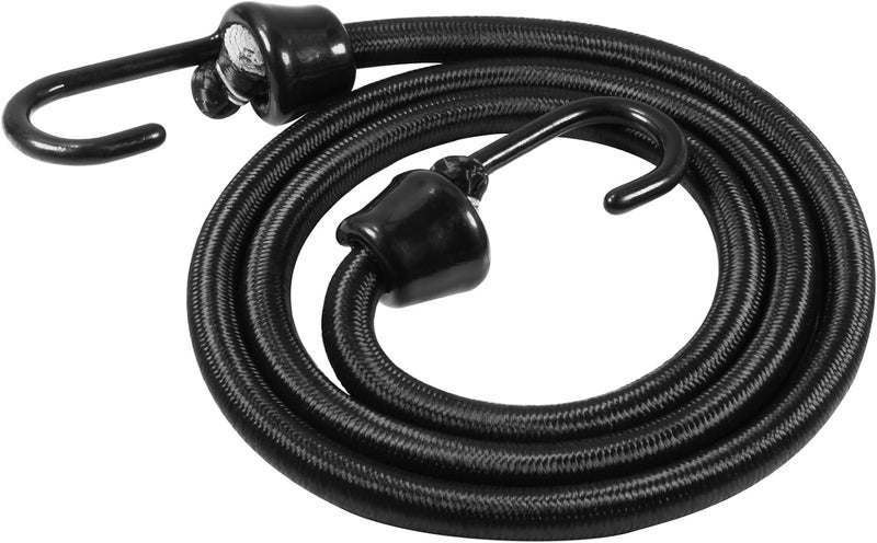 Joneaz Bungee Cord with Hooks Heavy Duty, 4 Pack 60 inch Length and 10mm Diameter Black Bungee Cord, Plastic Coating Metal Hooks - Image 1
